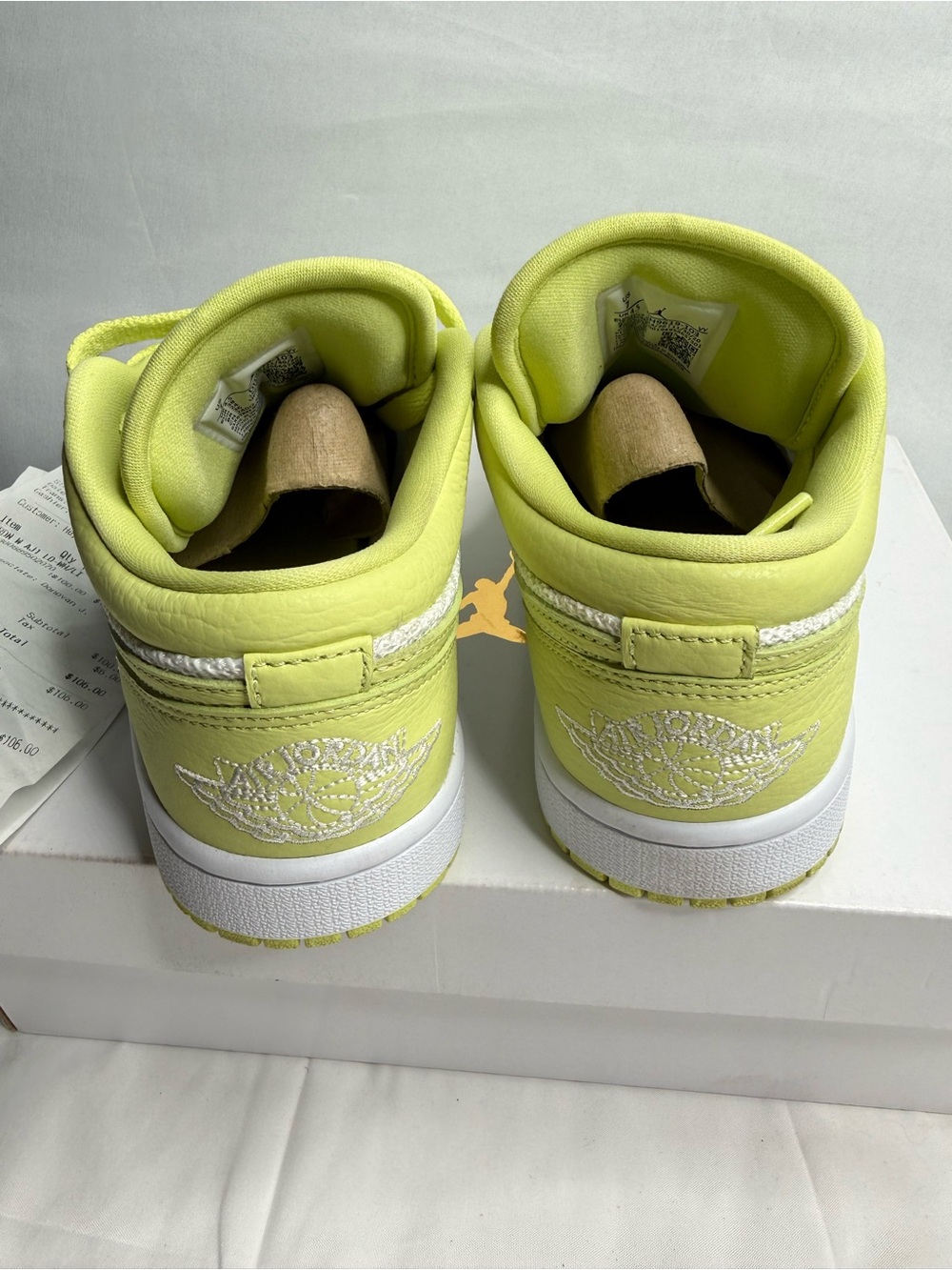 Air Jordan 1 Low SE "Limelight" sneaker, featuring a vibrant lime-green and whit - Picture 6 of 6